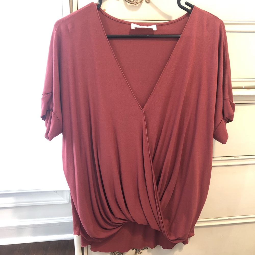 Terracotta Wrap Front Blouse M